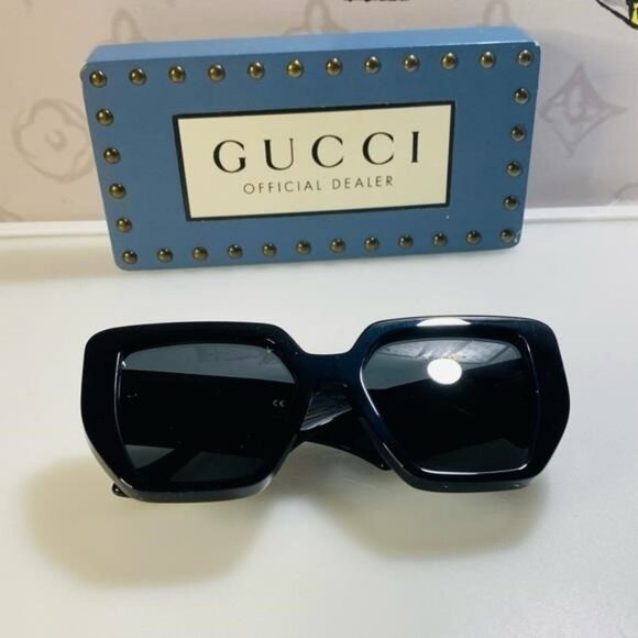 New Gucci Geometric Men’s Women’s Sunglasses GG0956S 003 Black/Gold 54mm main image 5